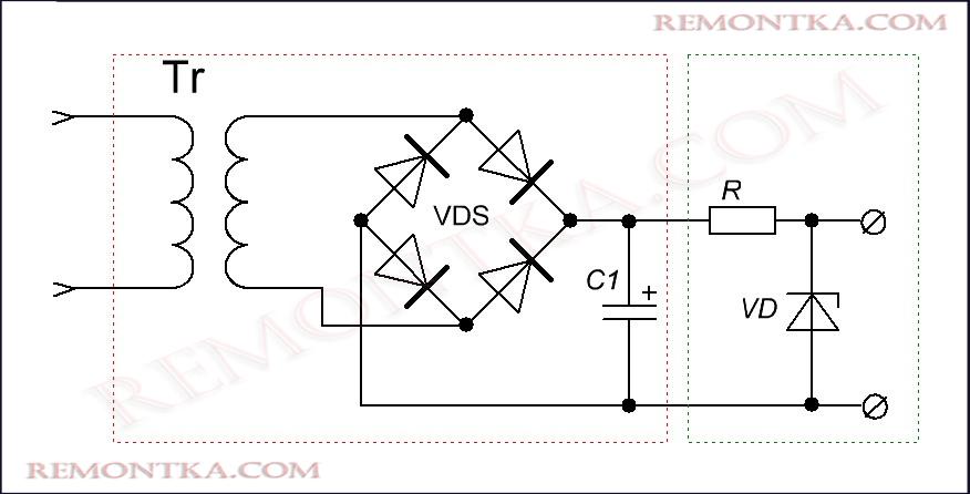 схема стабилизированного блока питания