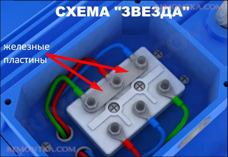 соединение звезда в клеммной коробке