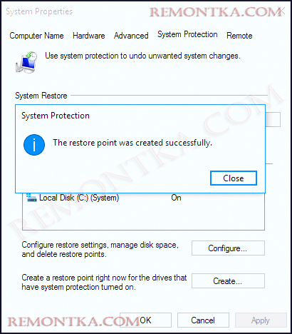 Как создать точку восстановления в Windows 10