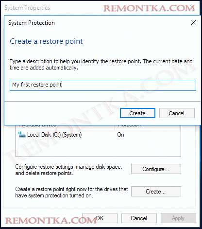 Как создать точку восстановления в Windows 10