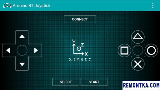 Интерфейс приложения Arduino BT Joystick