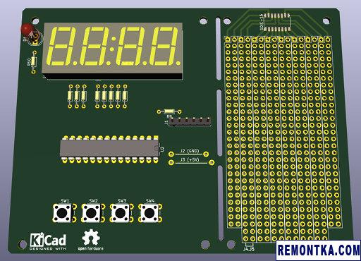 3D-модель платы с таймером и областью для прототипирования