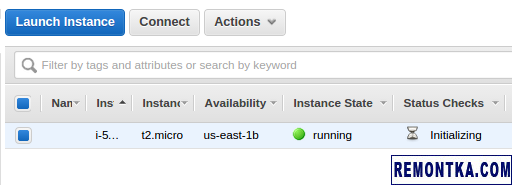 Новый инстанс EC2 запущен