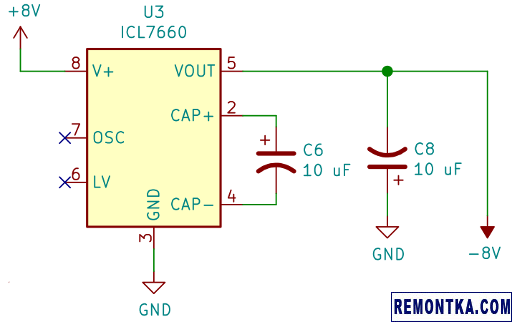 Схема подключения ICL7660