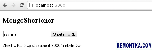 Сокращалка ссылок, использующая MongoDB
