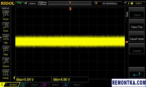 Шум от линейного регулятора на осциллографе