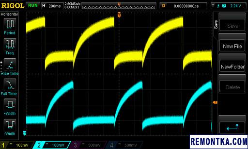 Сигнал мультивибратора на осциллографе