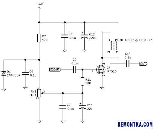 Схема третьей ступени QRP усилителя