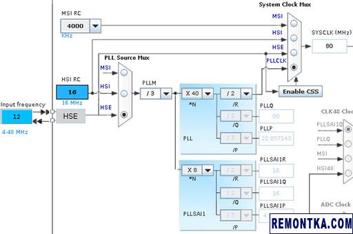 Настройка часов для STM32L433