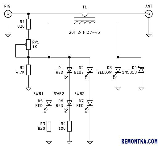 Модифицированная схема индикатора TinySWR