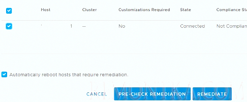 Remediate - применить профиль к хосту VMware ESXi