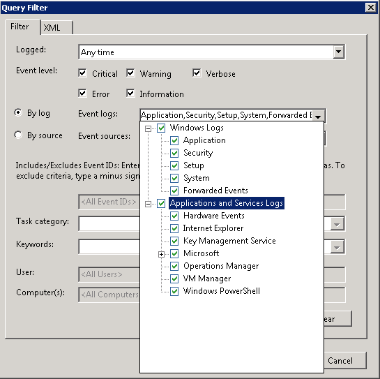 Централизованный Event Log в Windows 2008 Server