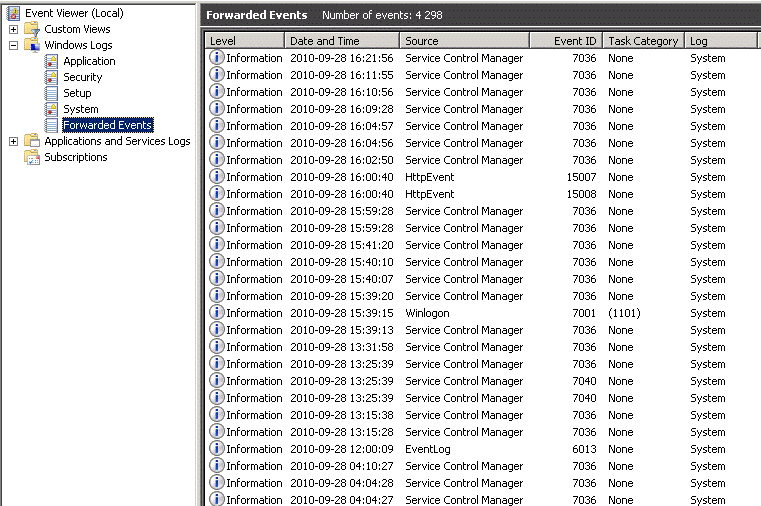 Централизованный Event Log в Windows 2008 Server