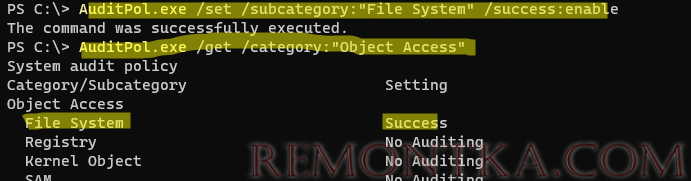 AuditPol.exe включить аудит доступа к файловой системе
