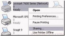 share printer xp to 7