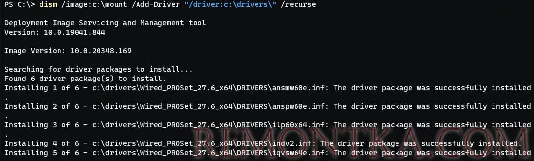 dism - добавить драйверы в образ windows server