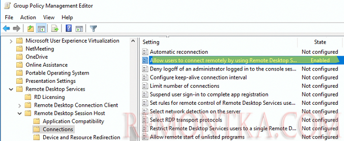 групповая политика Allow Users to connect remotely by using Remote Desktop Services