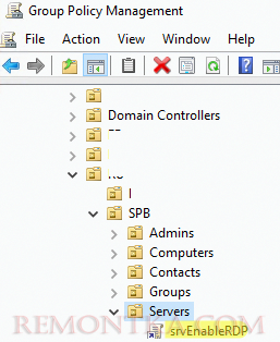 создать GPO для включения RDP на компьютерах и серверах домена