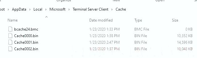 terminal server client кэшированные картинки для rdp подключения