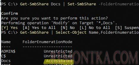 PowerShell включить FolderEnumerationMode AccessBased для сетевой папки