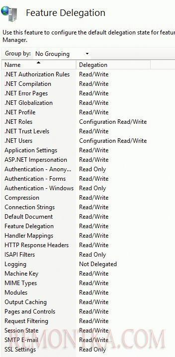 iis настройка прав пользователей - Feature Delegation