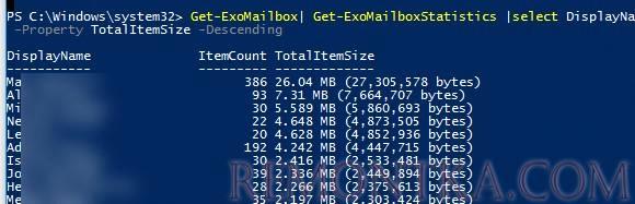 microsoft 365 вывести размеры всех ящиков пользователей с помощью powershell