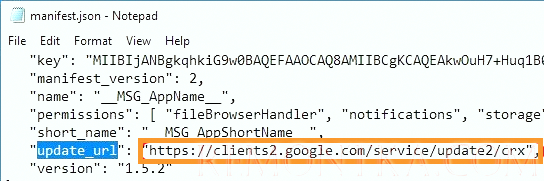 update_url у расширения Chrome