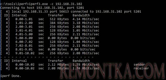 анализ измерения производительности сети с помощью iperf, результаты