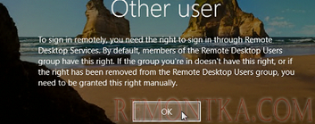 Чтобы войти в систему удаленно, вам нужно право на вход через службы удаленных рабочих столов