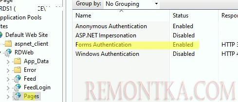 rdwebaccess включить form authentication