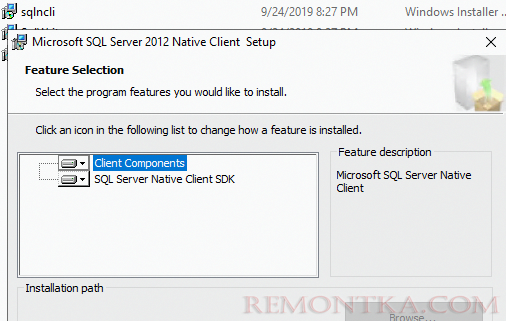 установка SQL Server Native Client 