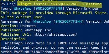 winget: установить приложение msstore из командной строки