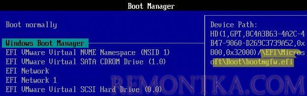 Windows Boot Manager отсуствует загрузчик Windows bootmgfw.efi на EFI разделе 