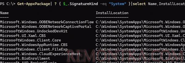 PowerShell - вывести встроенные системные приложения Windows