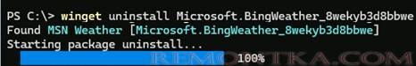 удаление UWP приложения с помощью winget