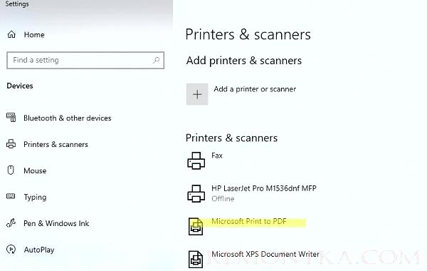 Встроенный виртуальный microsoft print to pdf принтер в WIndows 10 и 11