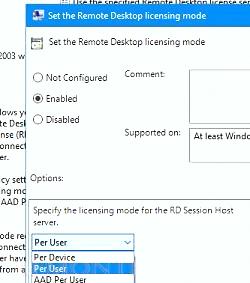 per-user режим лицензирования RDS