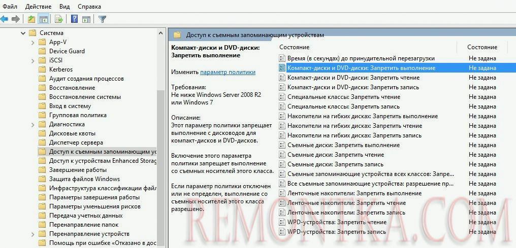 политики управления доступом к съемным запоминающим устройствам