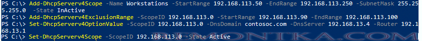 Add-DhcpServerv4Scope - создать и настроить области на DHCP сервере командами PowerShell