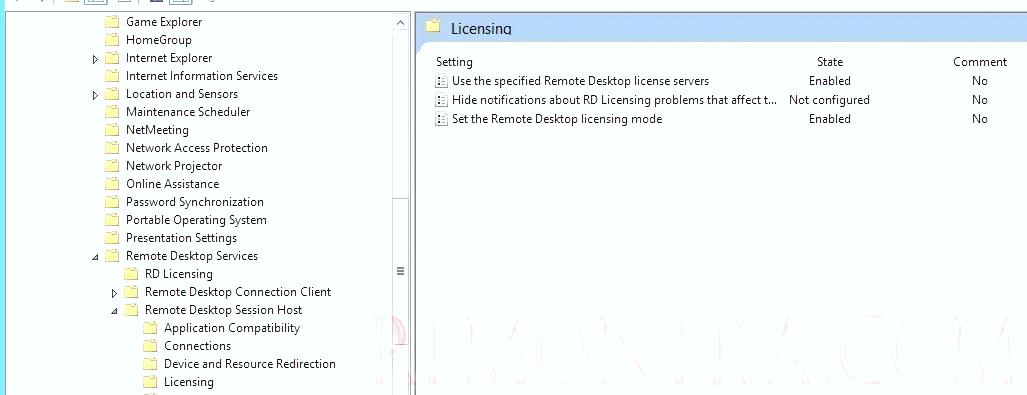 групповая политика для настройки параметров лицнезирования Remote Desktop Services
