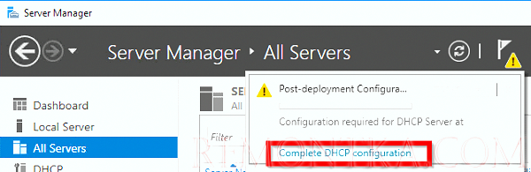 выберите Complete DHCP configuration