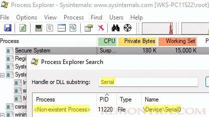 Process Explorer - ищем процесс или программу, которая используется com serial порт в windows