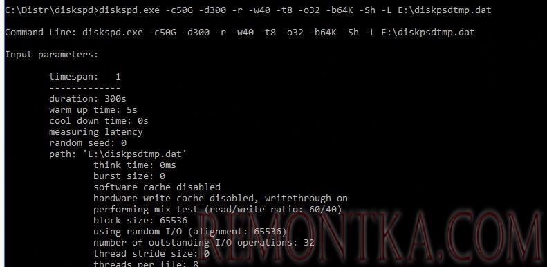 diskspd.exe утилита для стресс тестирования производительности дисков в Windows