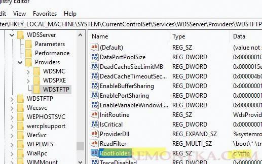 Настройки tftp сервера windows в реестре