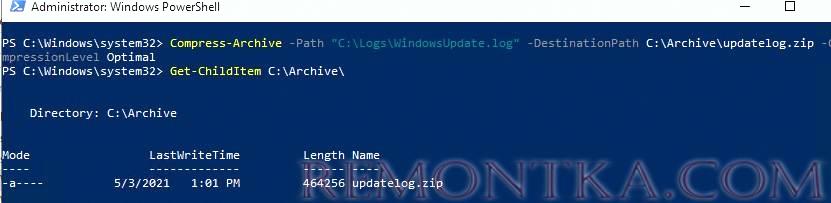 powershell архивация zip файлов с помощью командлета Compress-Archive