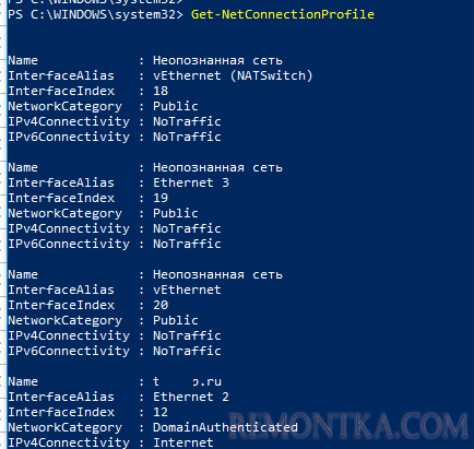 Get-NetConnectionProfile 