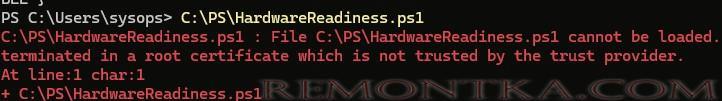 Не запускается подписанный PowerShell скриптов - сертификат не доверенный
