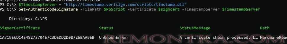 Подписать код PowerShell скрипта Set-AuthenticodeSignature 