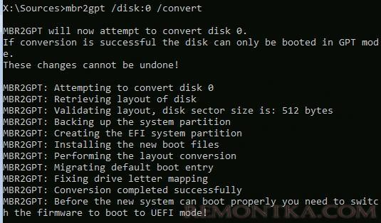 mbr2gpt конвертировать системный MBR в GPT диск из winpe