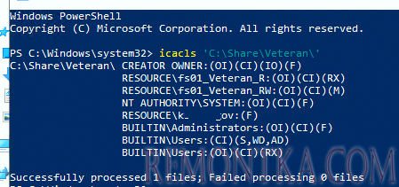 icacls вывести ntfs разрешения каталога